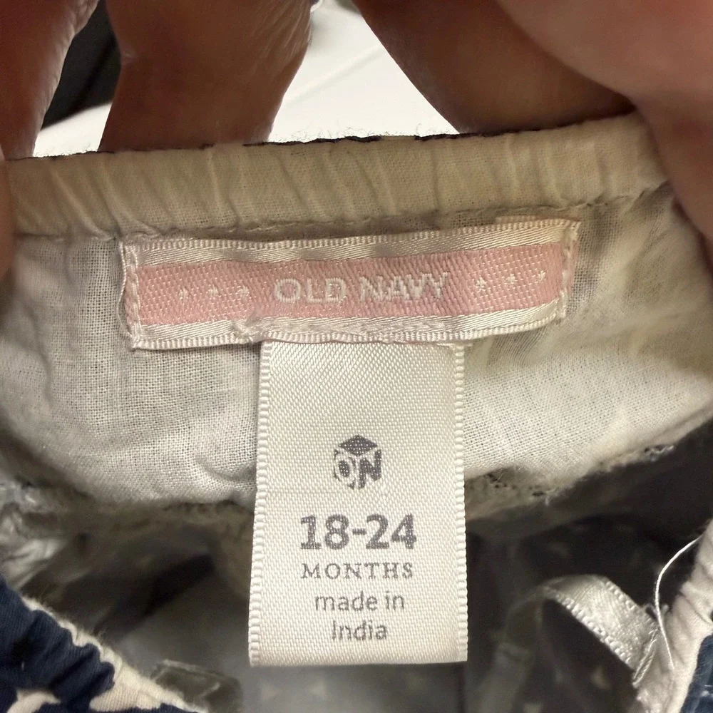 Old Navy Kids Navy Blue Triangle Circle Print Cotton Halter Dress 18-24 Months
